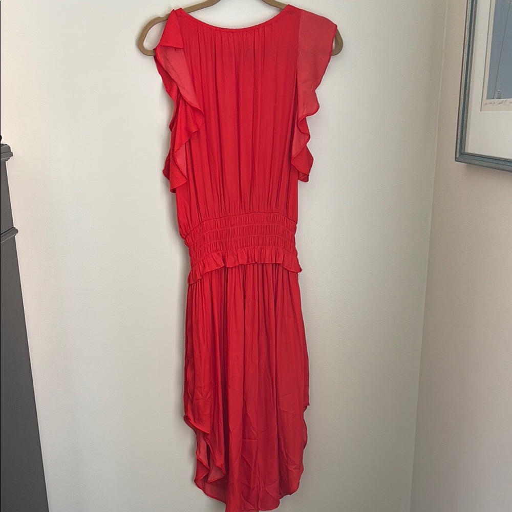 Flutter Sleeve Red Dress